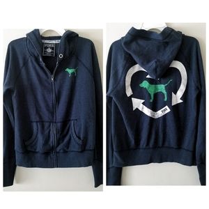 PINK VS Recycling Dog Full Zip Hoodie Medium